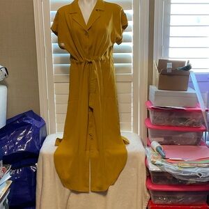 SHEIN Mustard Yellow High Low Dress